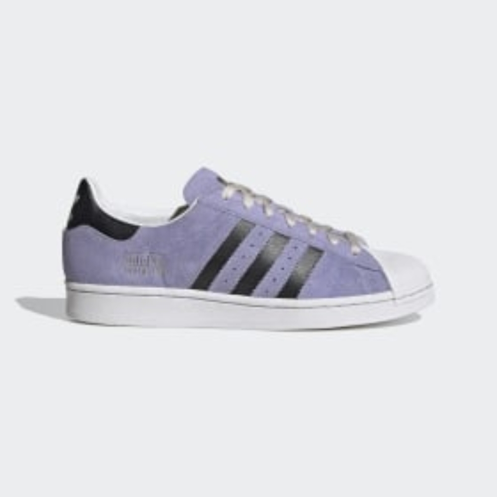 NIB Adidas Superstar Lavender Suede with Black Stripes Size 8.5